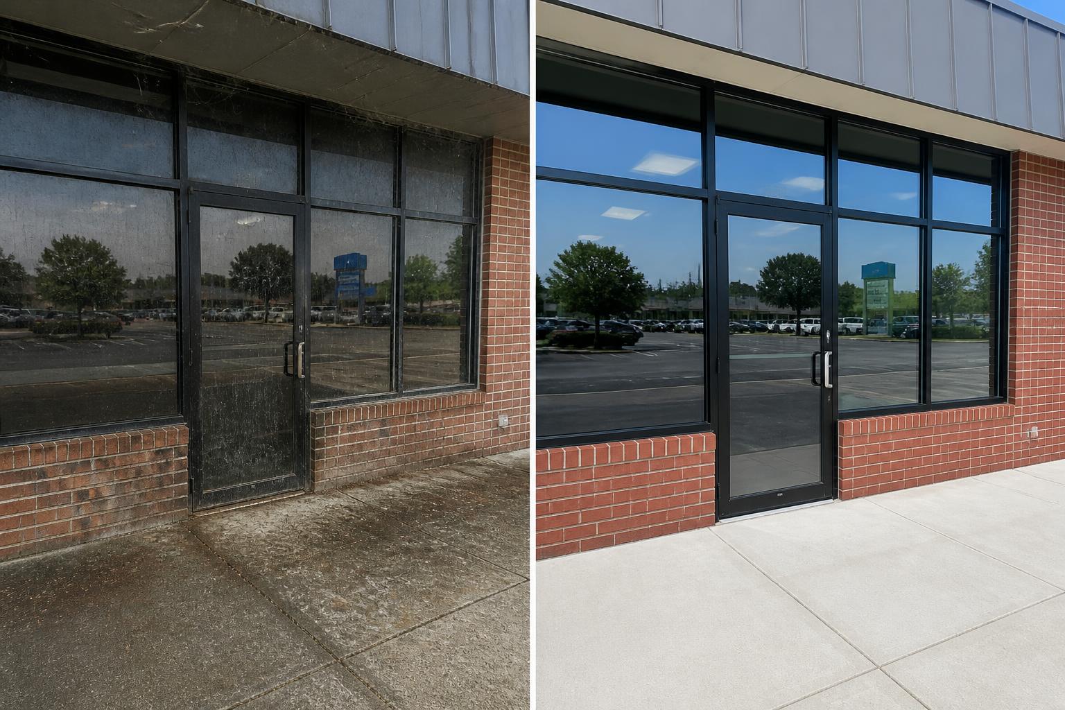 Storefront Pressure Wash before and after