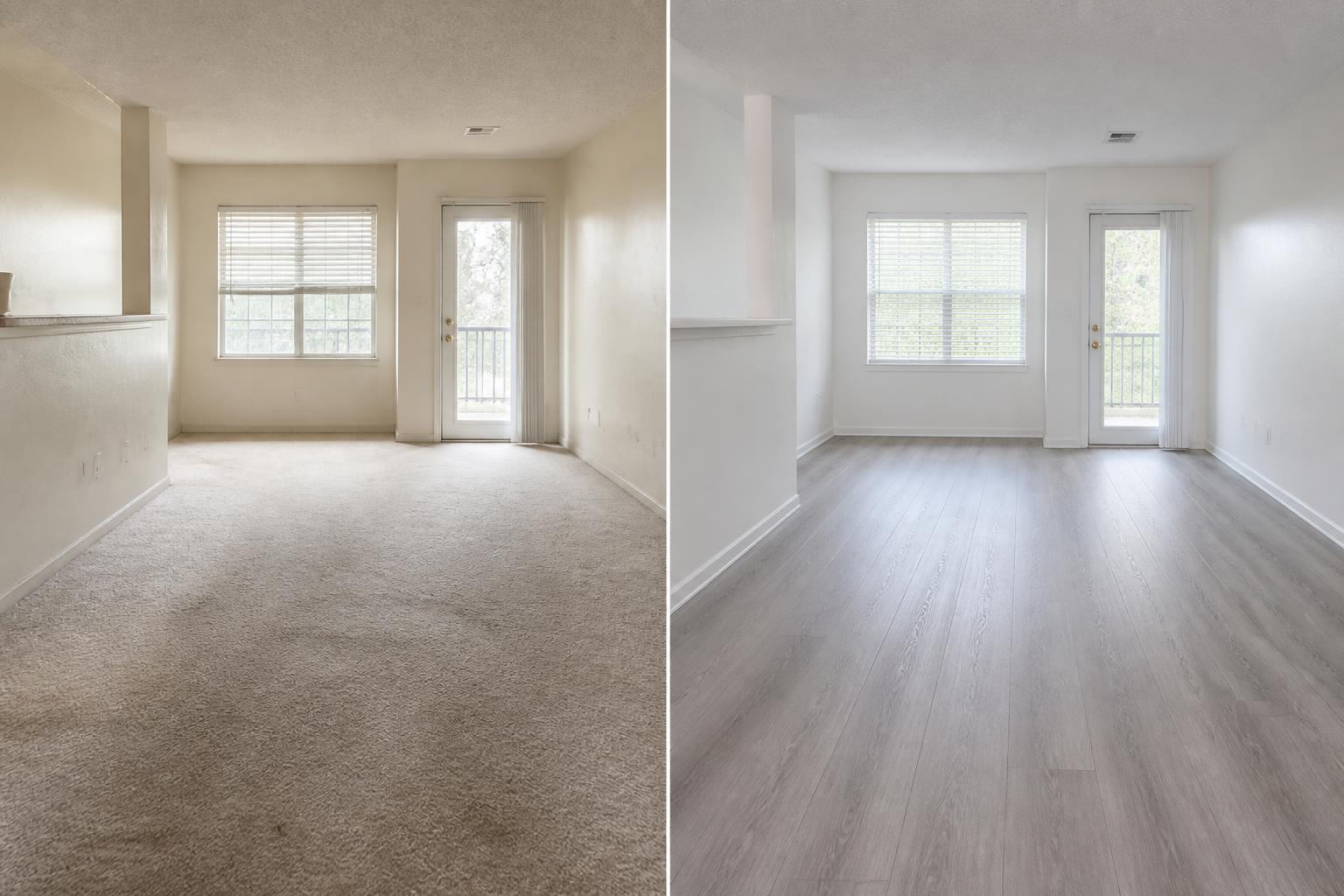 Apartment Turn — Floors & Paint before and after